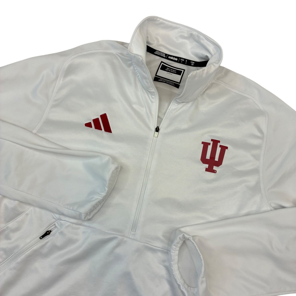 Adidas Quarter Zip Indiana University Hoosiers Mens L White Aeroready Pullover